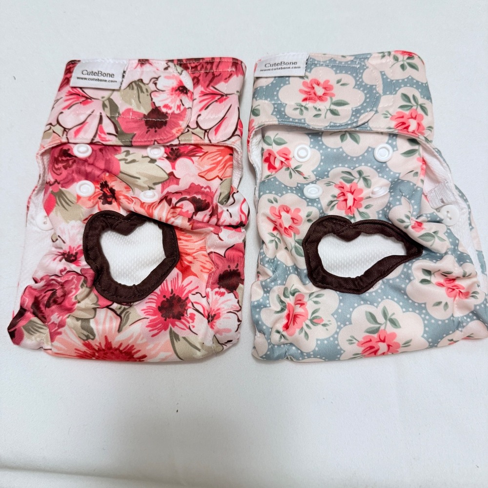 CuteBone Reusable Dog Diapers‎ Female Small Floral 2pk Excellent Washable